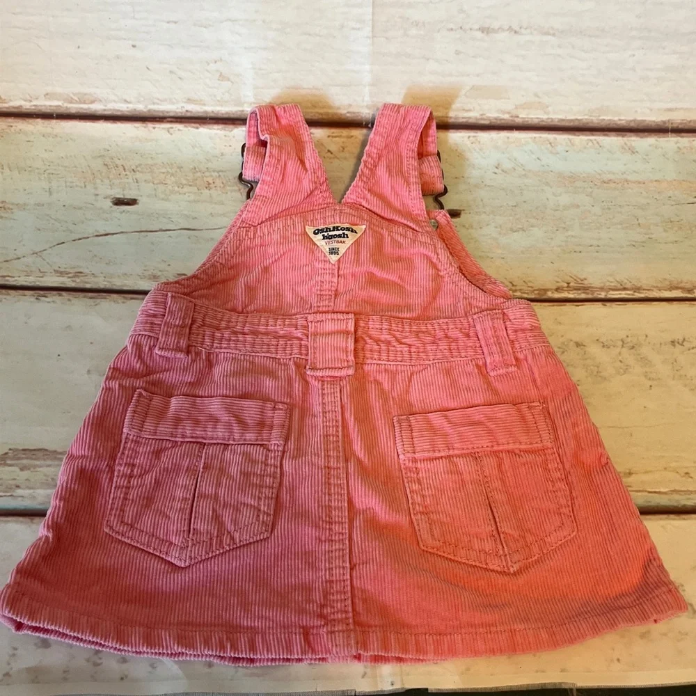 OSHKOSH B’gosh Overall Striped Dress Pink White Size 12 Months